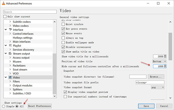 VLC Capture Windows Screen - Mouse Cursor Settings