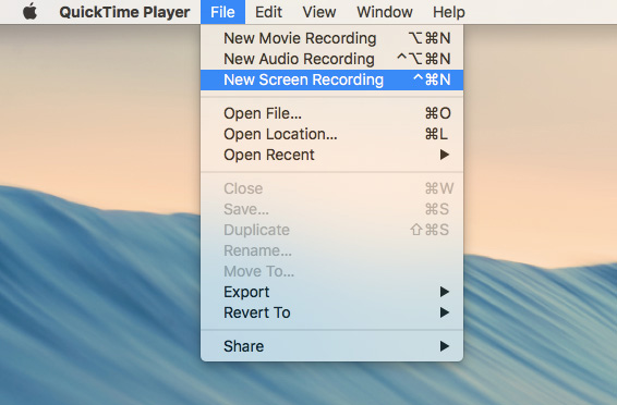 quicktime player screen recording