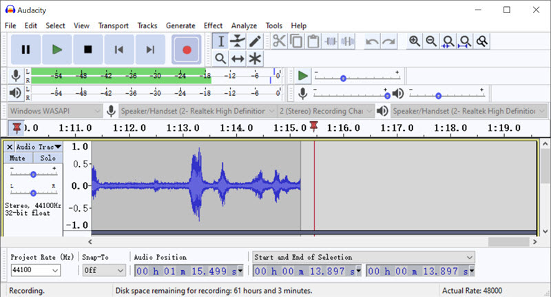 record desktop audio audacity