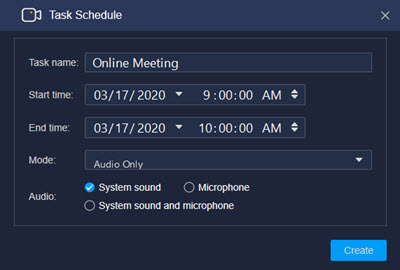 RecMaster’s Audio Only Task Schedule