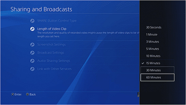 ps4 video clip settings