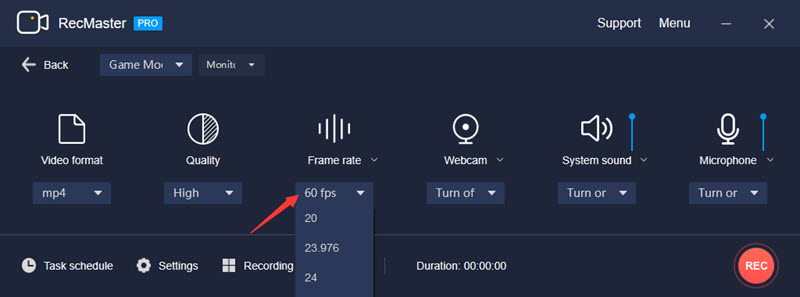 RecMaster’s Setting Panel