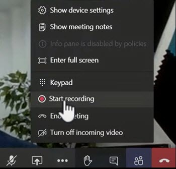 Microsoft Teams Start Recording Online Meetings