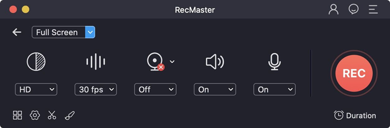RecMaster’s Mac Setting Panel