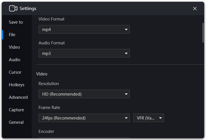 Video/Audio parameters