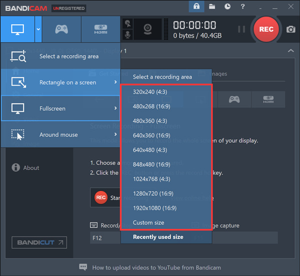 how to change recording format on bandicam video