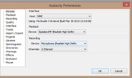 audacity record from youtube