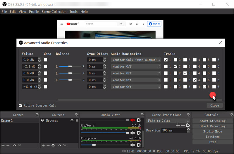 obs studio recording sound