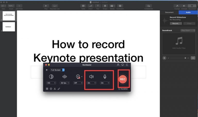 how to record a keynote presentation with audio