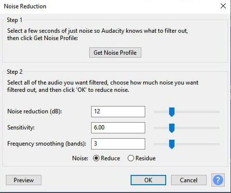 reduce audio noise in Audacity 3