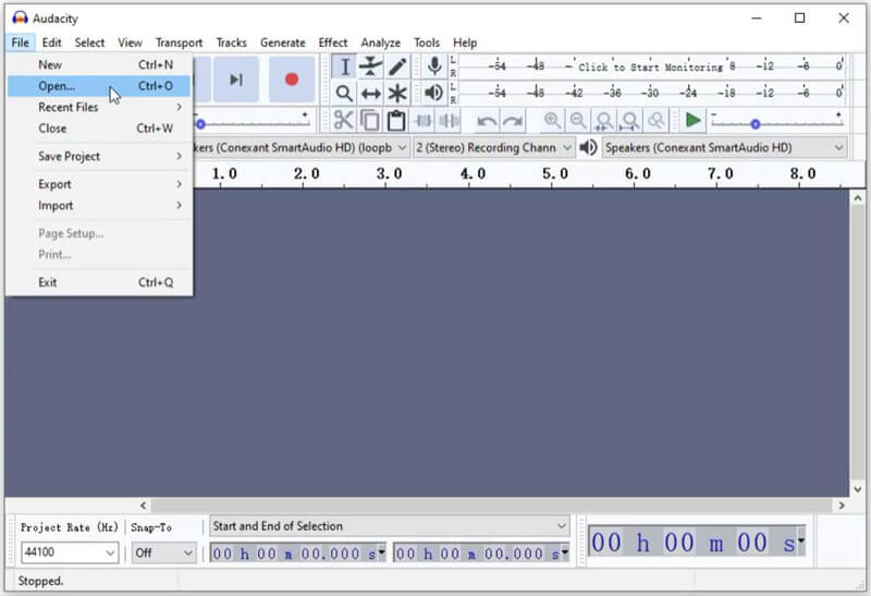 Extract Audio from Videos with Audacity step1